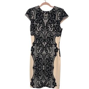 Marc Bouwer Lola Dress 8 Black Lace Optical Illusion Hourglass Dark Romance Goth